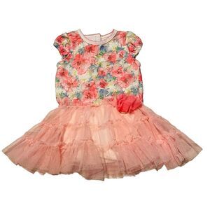10/$25🦋 Nanette Baby Pink Floral Tulle Skirted Dress - 18M